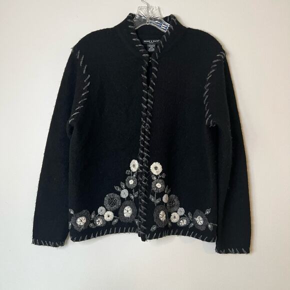 Legendary Whitetails Sweaters - Deane & White Wool Embroidered Cardigan Sweater Black & White